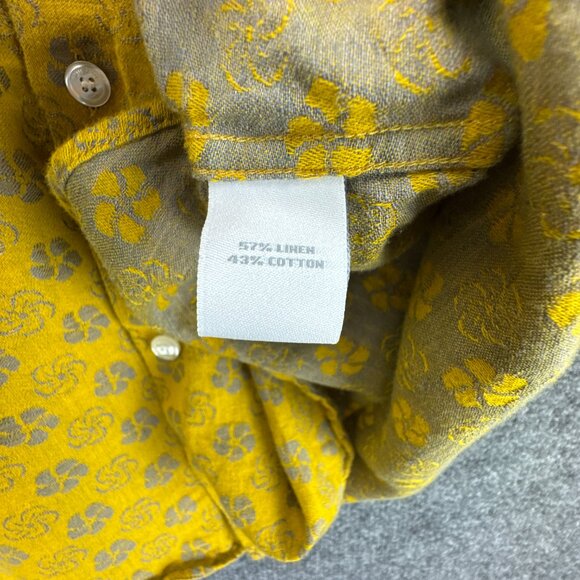 Baird McNutt Murano Shirt Mens Extra Large Linen‎ Blend Button Up Mustard Yellow - Picture 10 of 14
